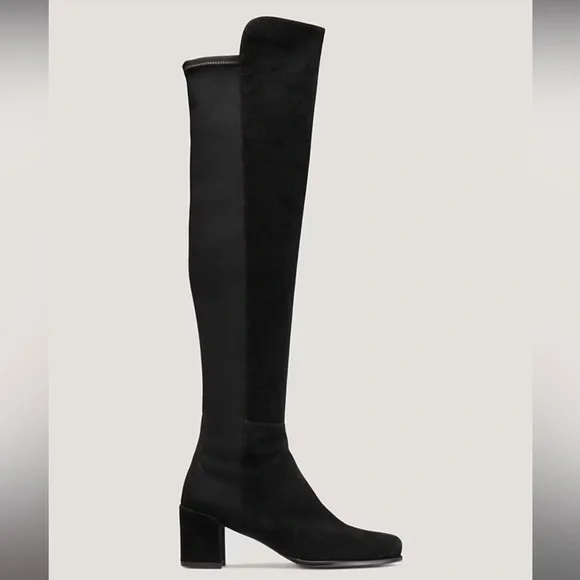 Stuart Weitzman Black Suede Over the Knee Boots - Picture 2 of 9